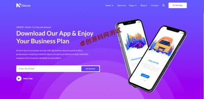 【卓创源码网】精品源码：多用途App软件业务介绍官网模板 - 蓝色渐变专业风格，响应式IT科技公司HTML模板源码，100%验证代码！​​