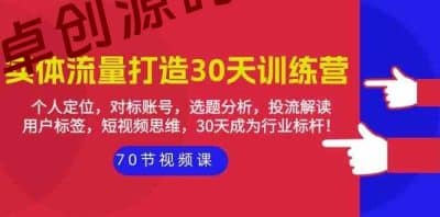 实体流量打造30天训练营：个人定位，对标账号，选题分析，投流解读（70节）-卓创源码网_PHP源码与小程序源码下载_手把手部署教程
