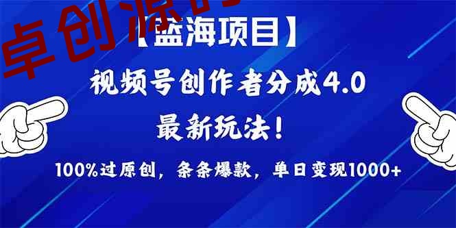 蓝海项目视频号，最新方法， 100%过原创，条条爆款，单日变现1K+，…-卓创源码网-免费PHP网站源码模板,插件软件资源分享平台！