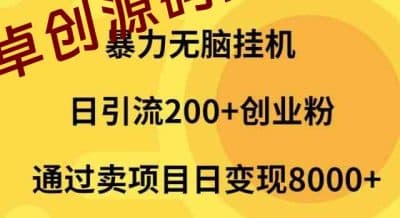 （9788期）暴力无脑挂机日引流200+创业粉通过卖项目日变现2000+-卓创源码网_PHP源码与小程序源码下载_手把手部署教程