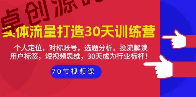 (9782期)实体-流量打造-30天训练营:个人定位,对标账号,选题分析,投流解读-70节 (9782期)实体-流量打造-30天训练营:个人定位,对标账号,选题分析,投流解读-70节