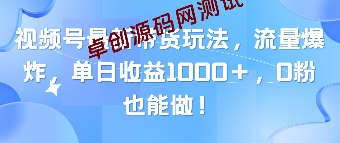 (10858期)视频号最新带货玩法,流量爆炸,单日收益1000+,0粉也能做! (10858期)视频号最新带货玩法,流量爆炸,单日收益1000+,0粉也能做!