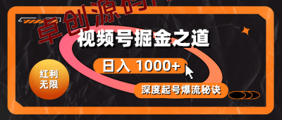 （10857期）红利无限！视频号掘金之道，深度解析起号爆流秘诀，轻松实现日入 1000+！-卓创源码网_PHP源码与小程序源码下载_手把手部署教程