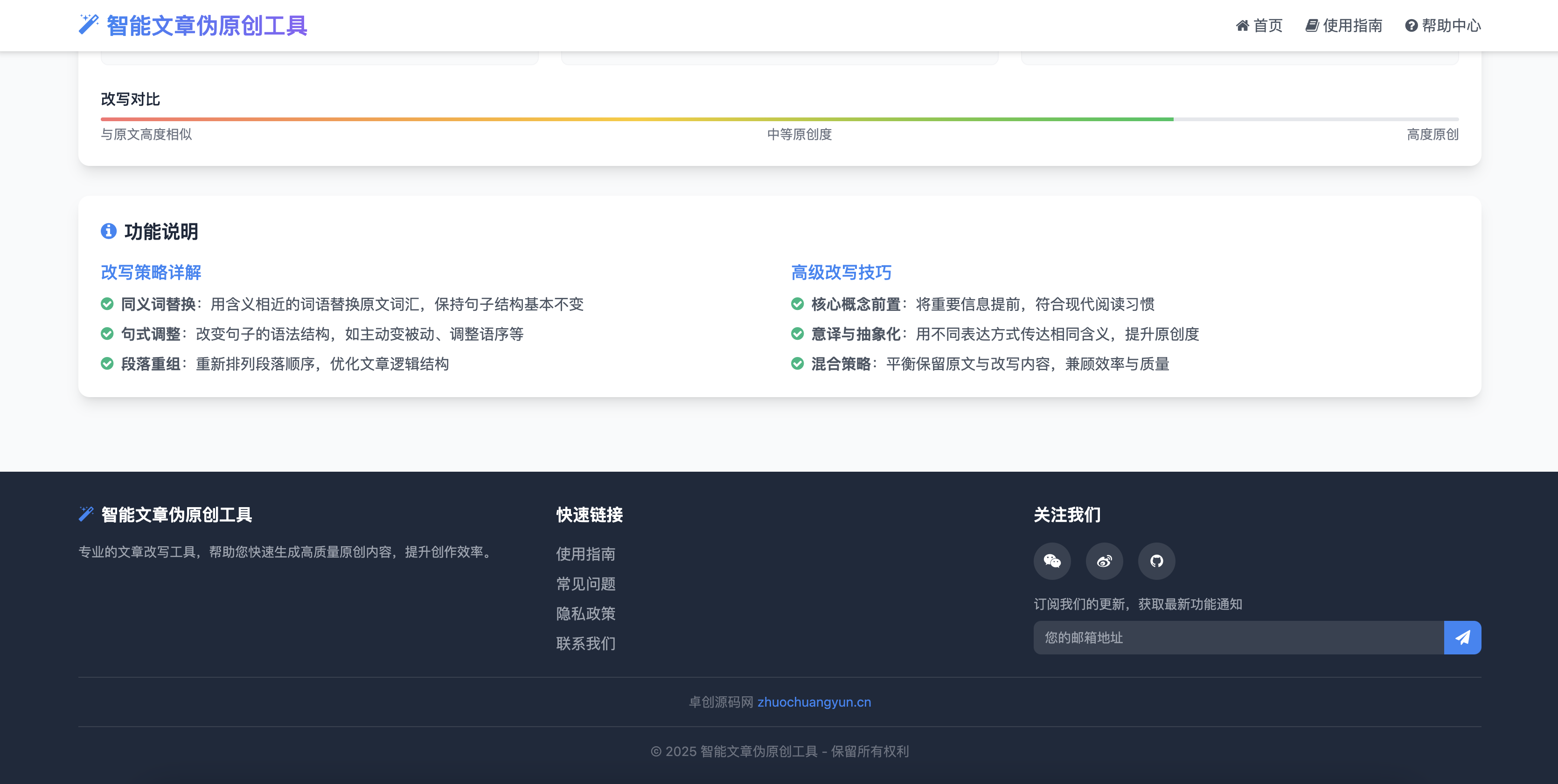 AI智能文章伪原创工具源码下载-在线文章重写系统【卓创源码网】