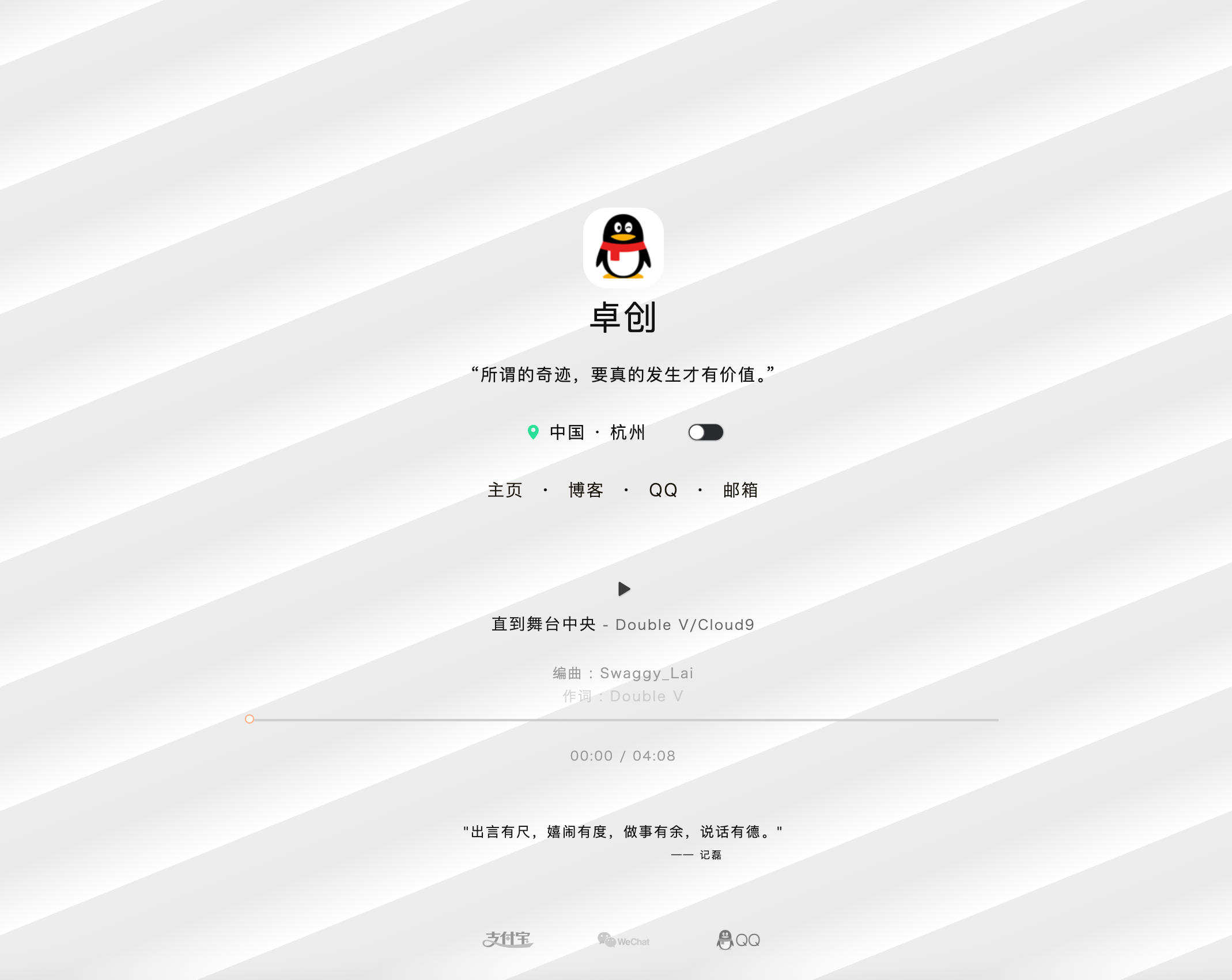 个人主页黑白切换源码发布：极简风格+流星特效+背景音乐｜日间夜间模式一键切换-卓创源码网-免费PHP网站源码模板,插件软件资源分享平台！