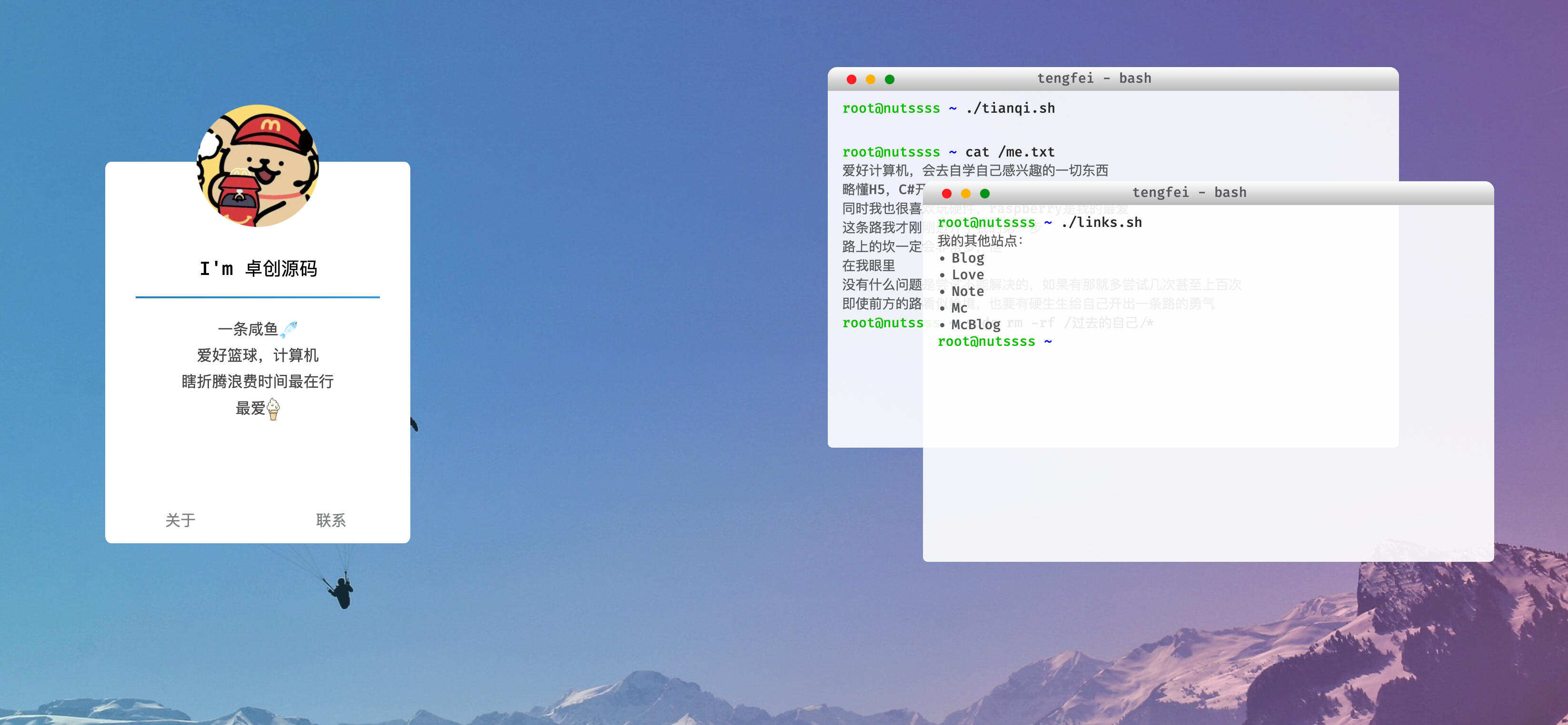 简洁自适应个人码农主页HTML源码发布：极简风格+代码框设计｜响应式布局｜程序员专属作品集模板-卓创源码网-免费PHP网站源码模板,插件软件资源分享平台！