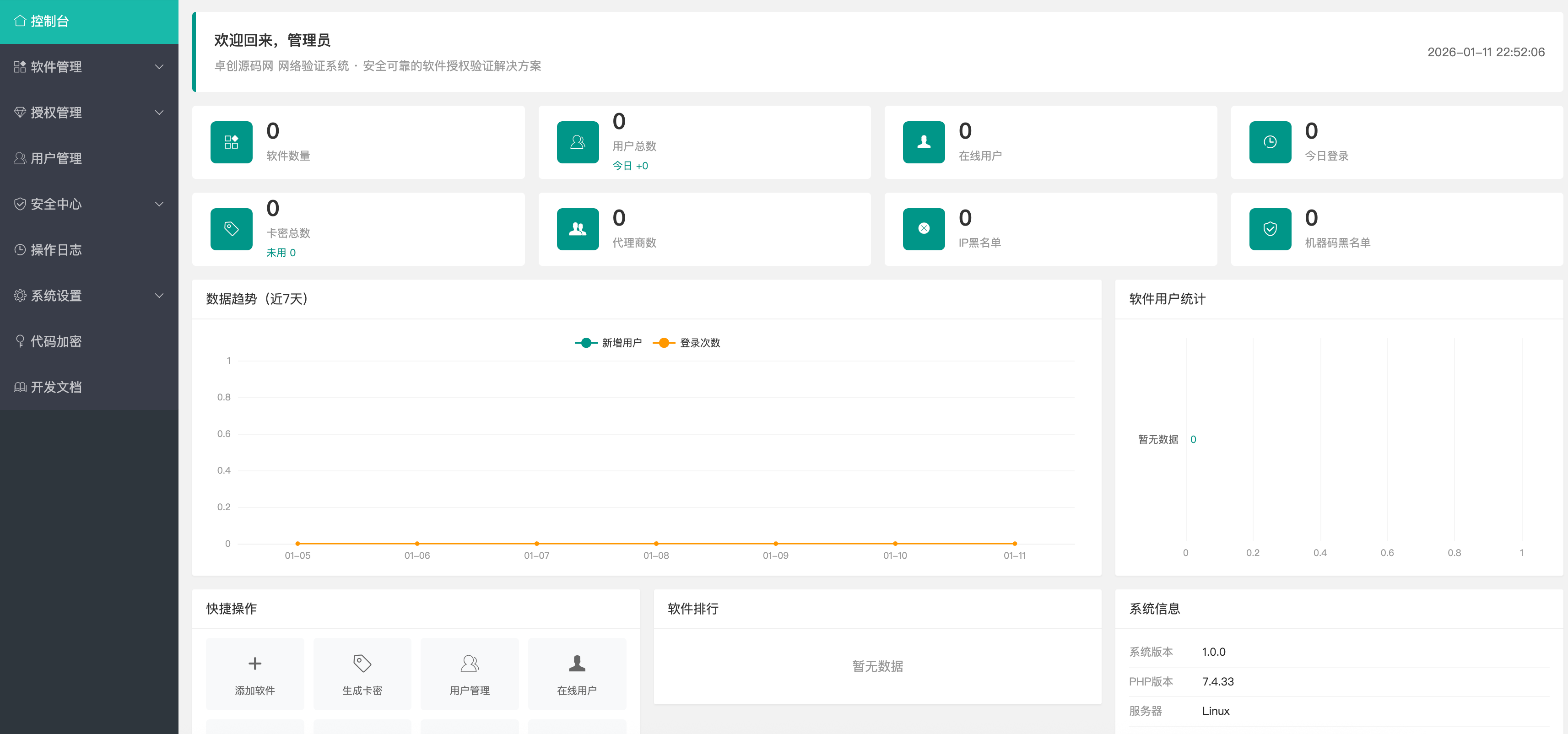 卓创源码网发布：鼠大侠网络验证系统PHP源码 - 一机一码授权验证｜多软件管理平台｜全开源PHP验证解决方案-卓创源码网-免费PHP网站源码模板,插件软件资源分享平台！