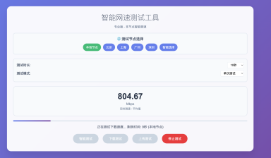 卓创源码网发布：智能网速在线测试网站HTML源码 - 多线程精准检测｜可调时长设置｜宽带速度评估工具
