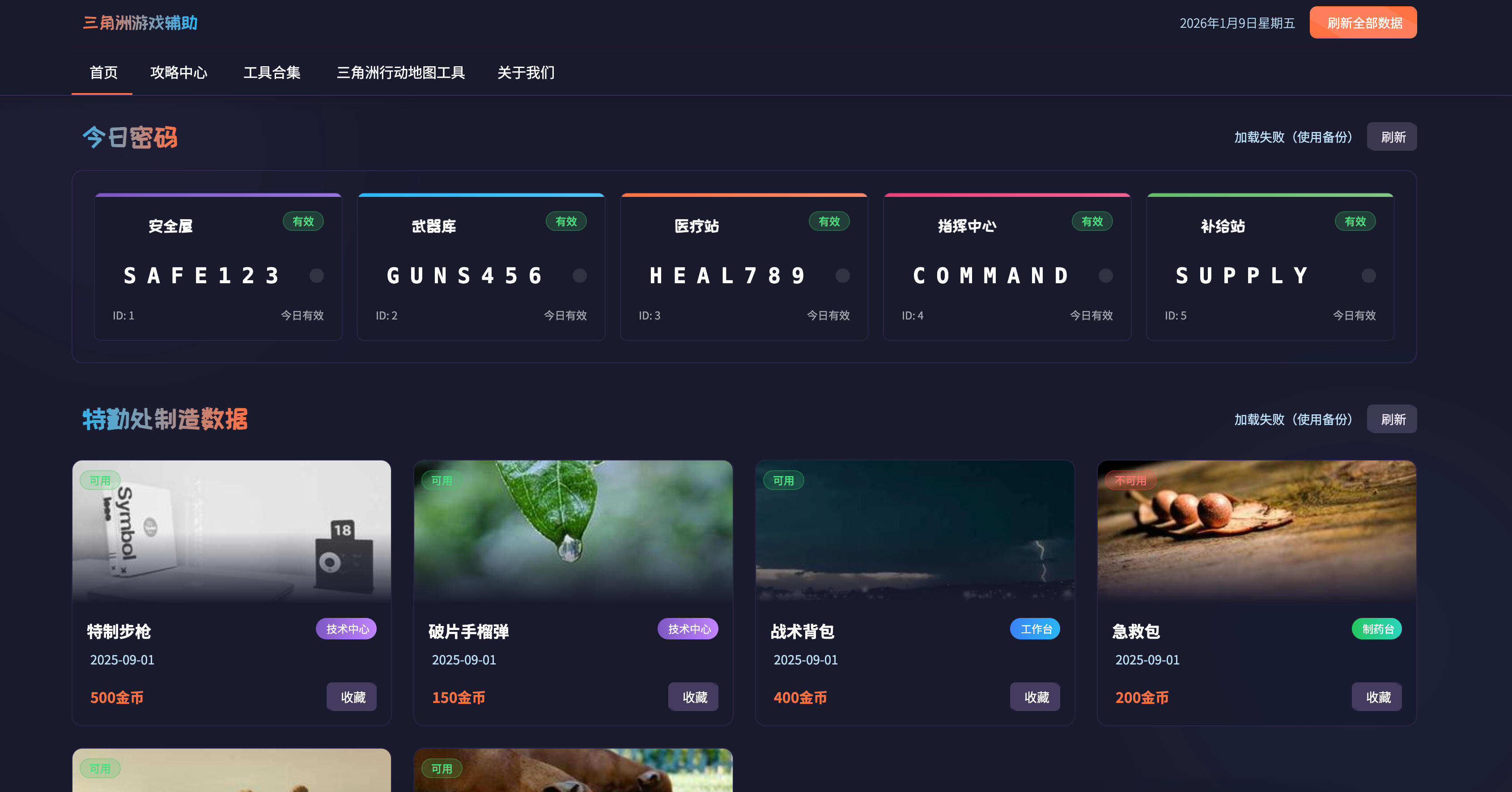 卓创源码网发布：三角洲行动每日密码特勤处制造改枪码HTML源码 - 每日零点自动更新｜利润排名实时统计｜改枪码自助上传美化版-卓创源码网-免费PHP网站源码模板,插件软件资源分享平台！