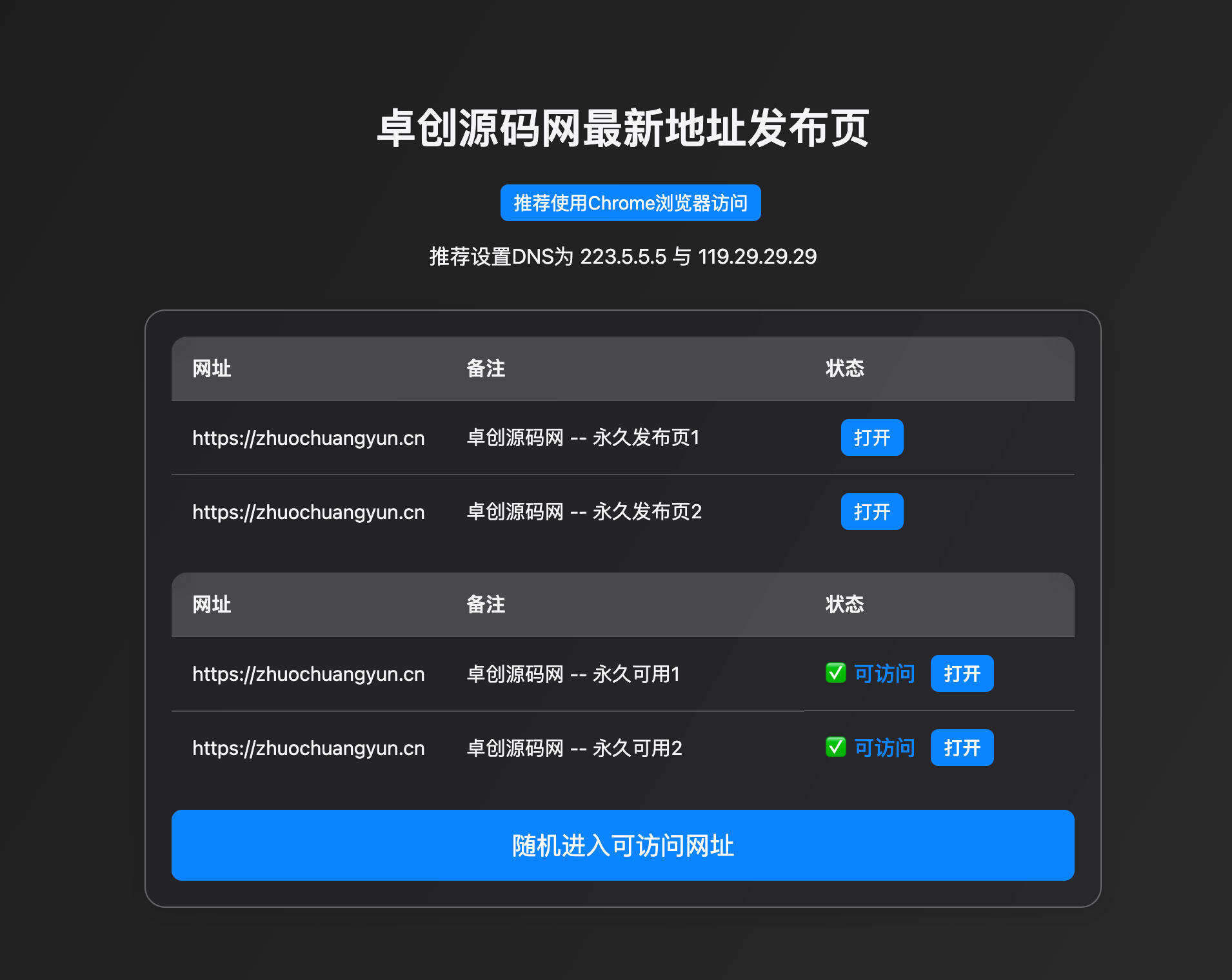 卓创源码网推荐：轻量级个人引导页跳转单页源码，自带域名检测防拦截-卓创源码网 - 专业PHP网站源码与小程序源码下载平台｜免费源码与付费系统提供